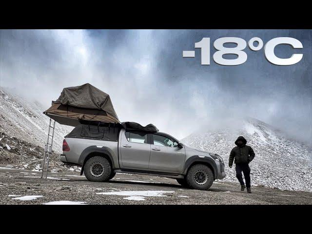 -18°C Solo Night Camping Gone Wrong | Changla Pass | Toyota Hilux | Ladakh 2023 EP10