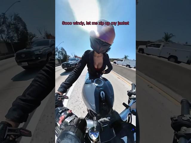 The zipper got stuck  #motorcycle #bikerchick #bikelife #motorcyclegirl