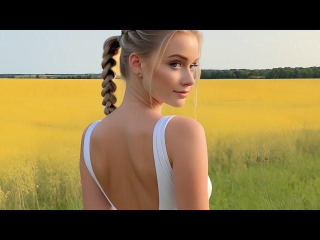 4K AI Art Lookbook Model video | Cute Classmate | Paris 2024 | Golden Fields and Singing Birds