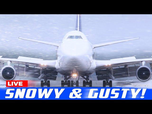 LIVE SNOWY & GUSTY WINDS at CHICAGO O'HARE INTERNATIONAL AIRPORT | AVGEEK ORD PLANE SPOTTING