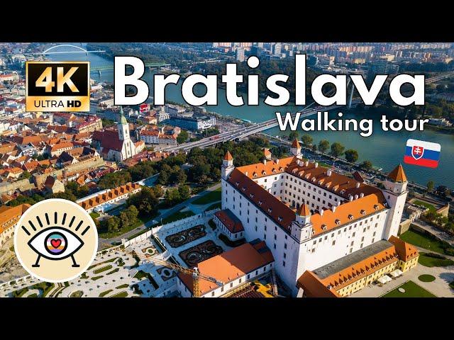 Bratislava, Slovakia [4K] HDR  “Walking Tour” Walk with subtitles!