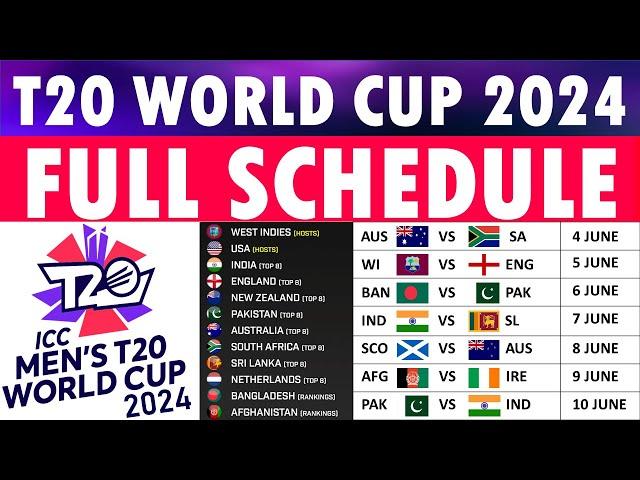 T20 World Cup 2024 Schedule: ICC Men's T20 World Cup 2024 Schedule, Date, Time & Venues