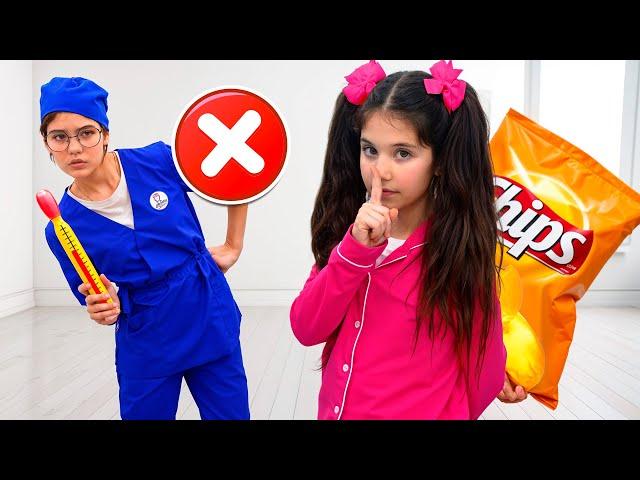 Eva and Friends learn to choose healthy food - Funny challenges for kids