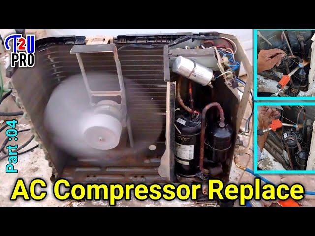 How To Replace Air Conditioner Compressor | Mitsubishi Split AC Compressor Change & Gas Charging P4