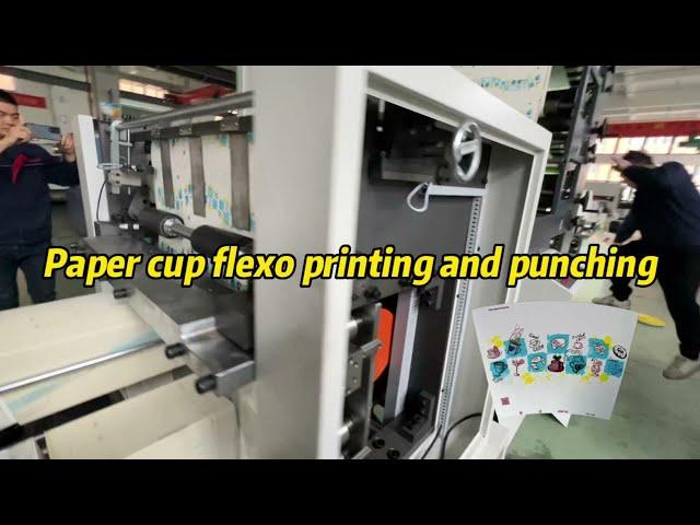 Paper cup fans flexo printing and punching machine: 4 colors press, Metal die cutting