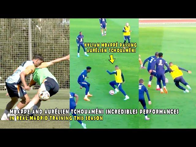 MBAPPE AND AURÉLIEN TCHOUAMÉNI INCREDIBLES PERFORMANCES IN REAL MADRID TRAINING THIS SEASON