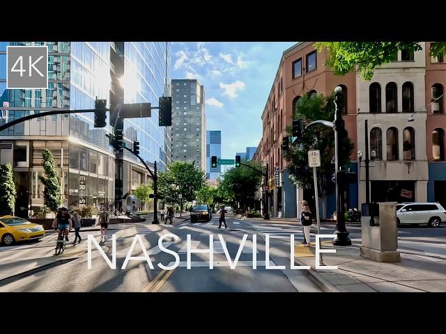 Downtown Nashville Tennessee City Drive Tour 4K - Driving the Music City / Nashvegas