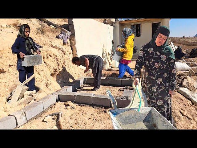 Grandma's new project next to the magical cave: building a house for her loyal dog