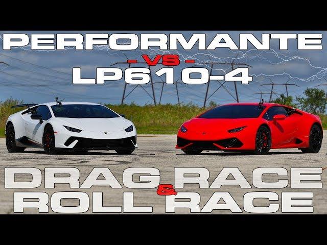 Is the Lamborghini Performante faster than the regular Huracan in a Drag Race?