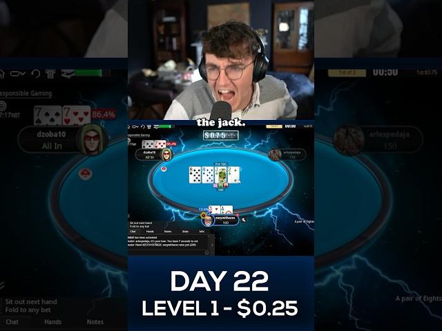 Day 22 of Attempting to Beat EVERY Spin & Go Level from 25c to $1,000!  #onlinepoker #poker