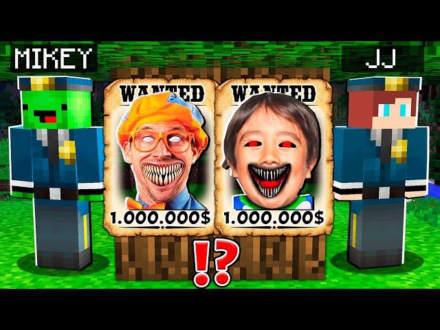 Why Creepy BLIPPI.EXE vs RYAN WORLD is WANTED ? Mikey and JJ - in Minecraft Maizen