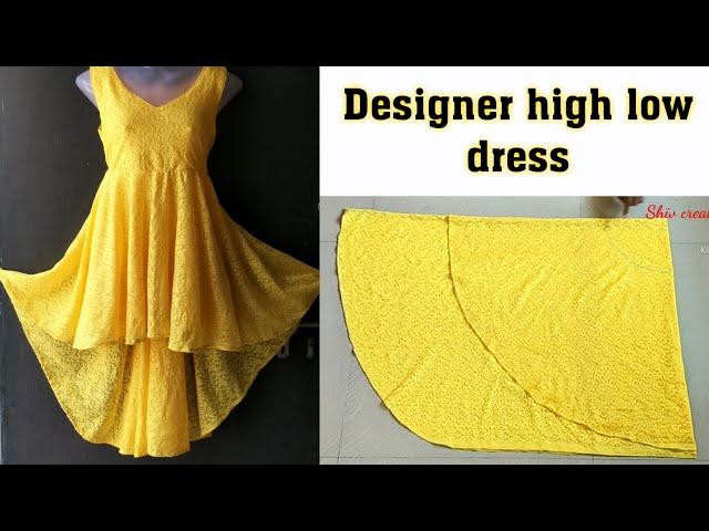 Stylist Full umbrella high low dress easy cutting and stitching step by step in hindi