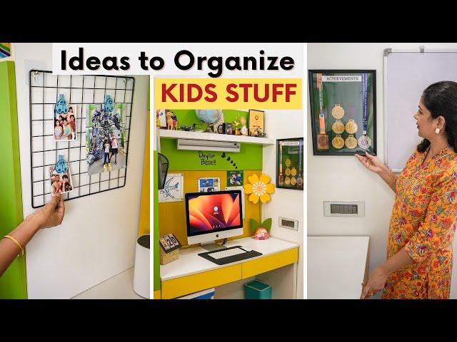 Ideas to Organize Kids Stuff | Medals, Stationary, Craft Supplies, Sports Items and More