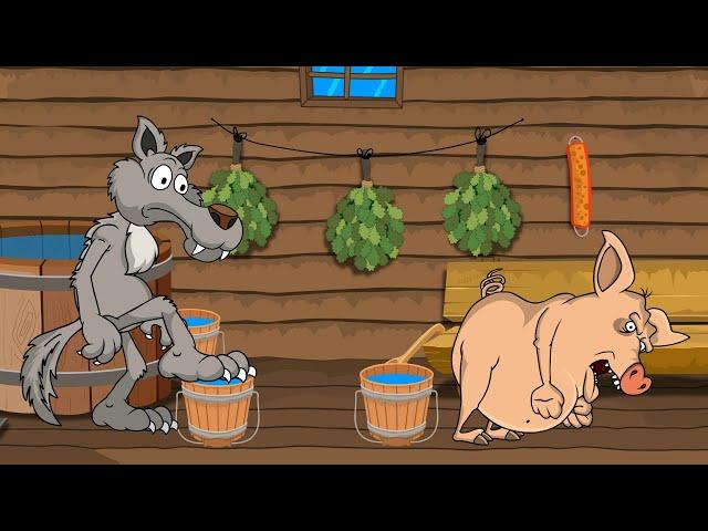 Jokes about Animals | How the Wolf and the Pig washed themselves in the bathhouse