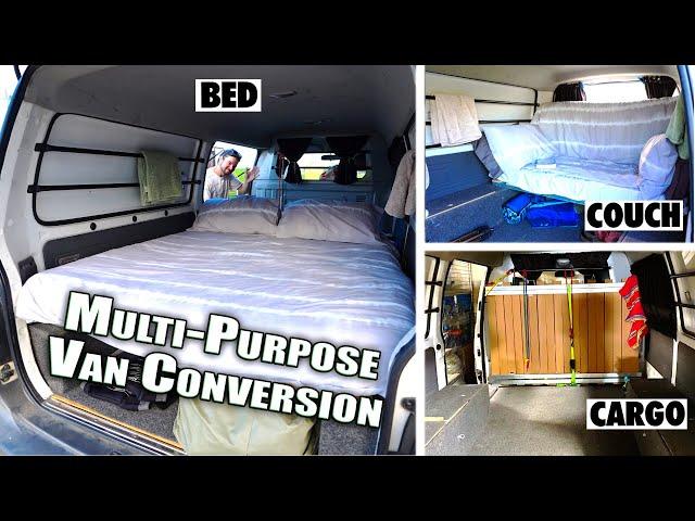 We Gave our VAN a MAKEOVER! | Multi Purpose Van Conversion - Bed, Couch and Cargo