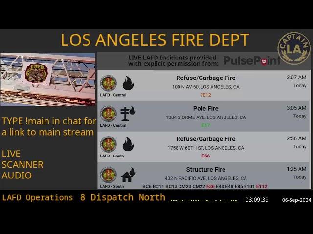 05-Sep-2024 // LAFD Los Angeles Fire Department SCANNER Radio ARCHIVE // FIRE & EMS // LA CAPTAIN