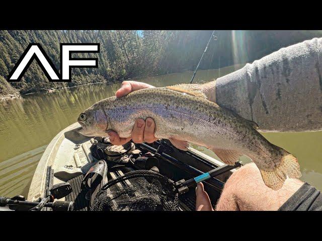 KAYAK FISHING FOR HUGE ARIZONA TROUT AT BLUE RIDGE RESERVOIR!!! (Quick Limit)