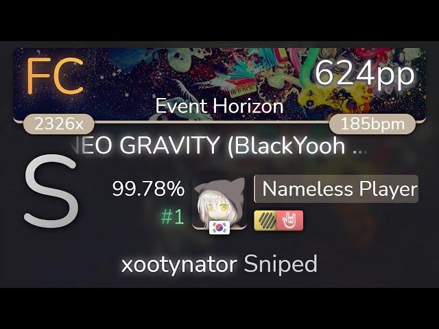 Nameless Player | lapix - NEO GRAVITY [Event Horizon] +HDHR 99.78% {#1 624pp FC} - osu!