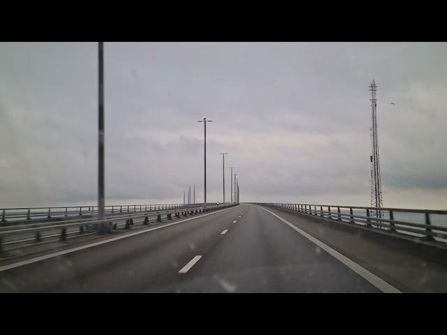 Crossing the Öresund bridge from Denmark  into Sweden 