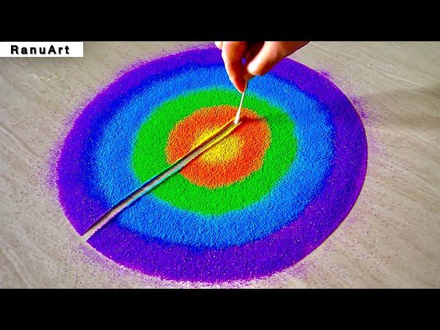 2 simple beautiful rangoli designs  easy flower rangoli designs for beginners RanuArt Rangoli