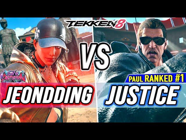 T8  JeonDDing (Azucena) vs Justice (#1 Ranked Paul)  Tekken 8 High Level Gameplay