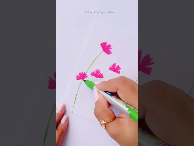 Easy painting ideas with Brush Pen || Flowers painting #creativeart  #satisfying #shorts