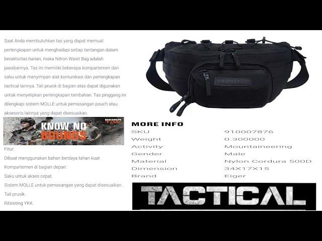 NEW EIGER NITRON WAIST BAG 4L BLACK || 910007876 || TAS EIGER TACTICAL OKTOBER 2022