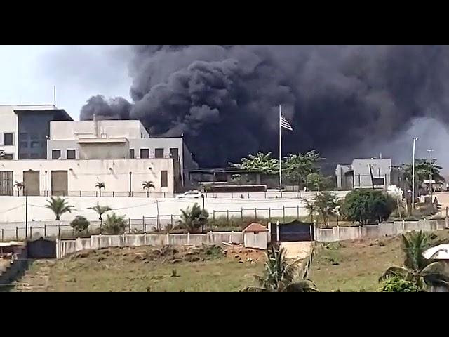 American Embassy in Freetown Sierra Leone on fire 4/29/2020