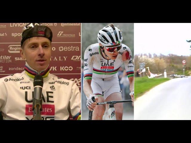 Strade Bianche 2025 - Tadej Pogacar : "My crash... I just went too fast and slipped, sh.. happens"