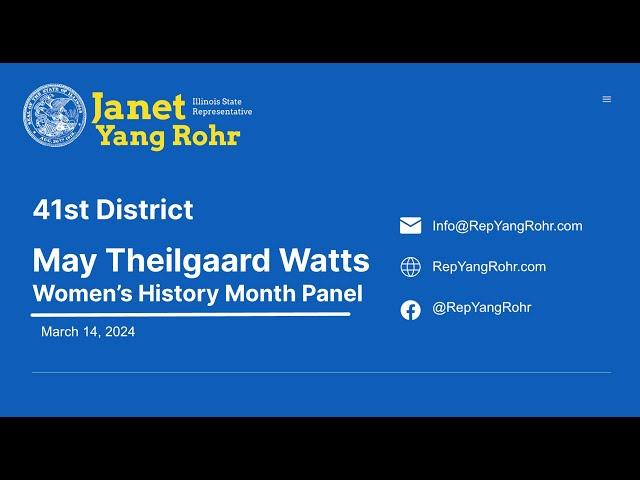 May Theilgaard Watts - Women's History Month Celebration