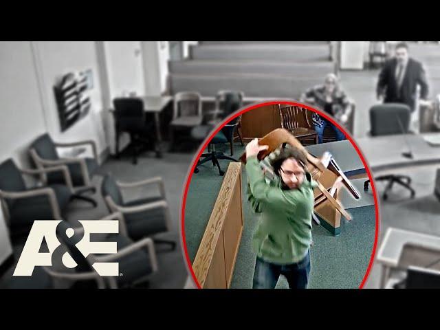 Unhinged Defendant Attacks Court Clerk With a Chair | Court Cam | A&E