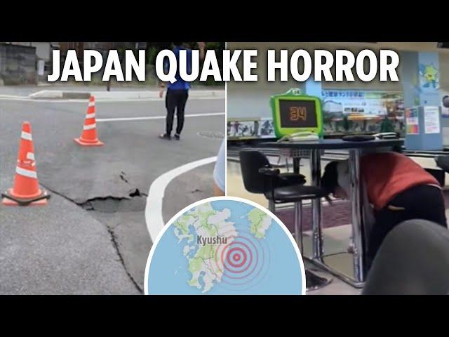 Huge earthquake rocks Japan and sparks tsunami warnings as people flee swinging buildings