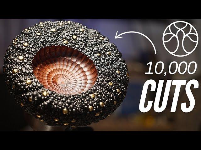 Woodturning Art | 10,000 Cuts for a Gilded, Eccentric Mahogany Bowl