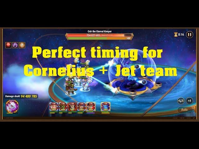 Perfect timing vs 160 Osh with Cornelius+Jet team - 6 times shoot. Hero-Wars: Dominion Era Asgard