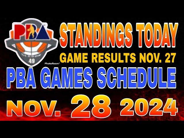 PBA Standings today as of November 27, 2024 | Pba Game results | Pba schedules November 28, 2024