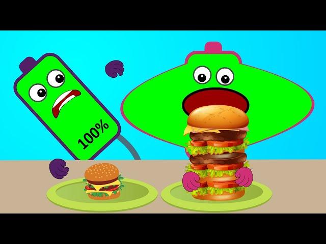 Big Food Vs Small Food Challenge | Asmr Mukbang Animation | Charging Animation | NCR Animation