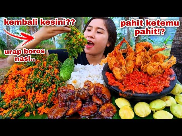 EAT PAPAYA LEAVES COCONUT SPICES, CRISPY SHRIMP, TERASI SAMBEL, RAW LAPAN JENGKOL, BETTER MELON