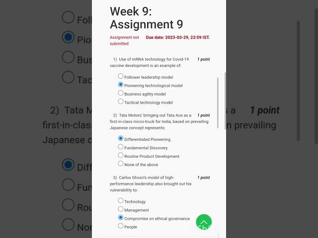 Leadership for India NPTEL course Answers - Week 9 Assignment 9 #youtube #answers #shorts #study