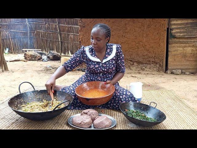 African Village Life//Cooking Most Delicious Traditional Food  with Ragi for Dinner