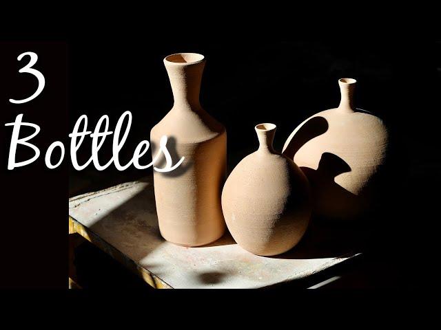 Throwing Three Bottle Forms On The Pottery Wheel