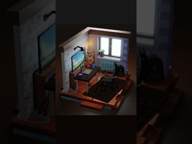 My room in Blеndеr 3D | Моя комната в Blеndеr 3D #shorts