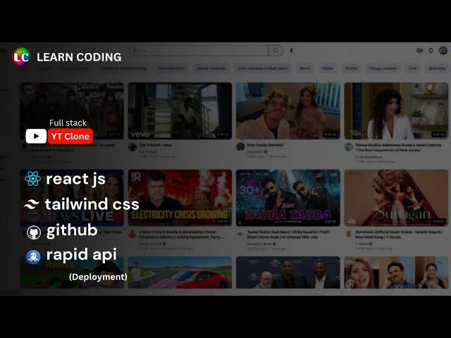 How to Build & Deploy a Full Stack YouTube Clone Application | React Js, Tailwind CSS & Rapid API