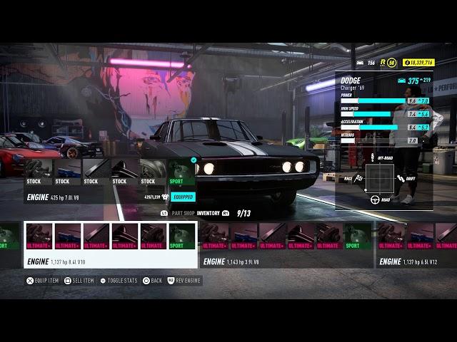 Dodge Charger - All Maxed out Engines Stats+Sound | Need for Speed Heat