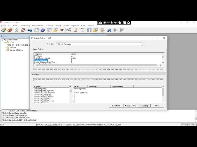 Mercedes Benz HU45 brightness coding with Vediamo