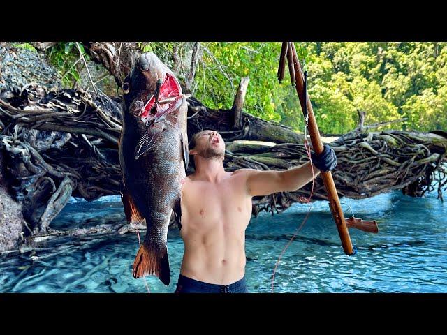 Solo Survival Spearfishing - Catch n Cook Amazing Fish