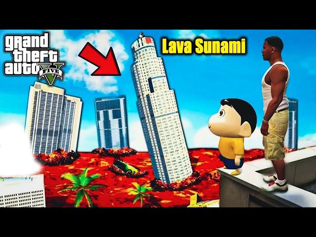 GTA 5: Franklin & Shinchan Survived Lava Tsunami in Gta5.!(Gta5 mods)