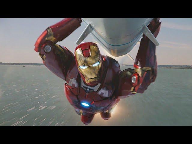 Iron man missile scene - Iron man saves the city from nuclear missile - Avengers 2012..(Subtitles)