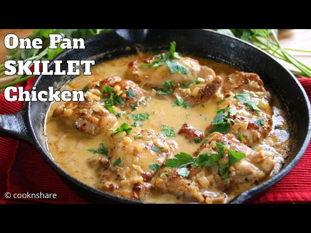 Easy One Skillet Chicken Thighs - 30 Minute Midweek Special