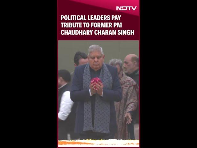 VP Dhankhar, Union Min Jayant Chaudhary Pay Floral Tributes To Former PM Chaudhary Charan Singh