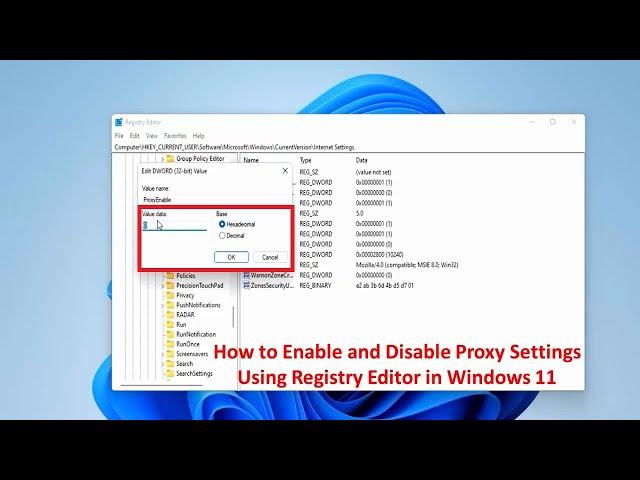 How to Enable and Disable Proxy Settings Using Registry Editor in Windows 11
